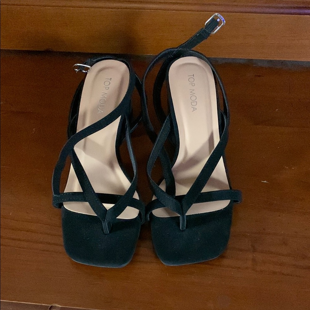 Top Moda Black Strappy Sandals